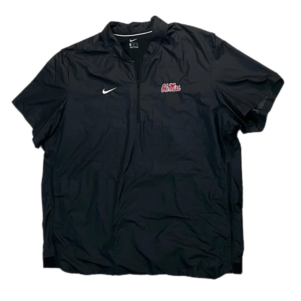 Used Nike Ole Miss Rebels Black Pullover Windbreaker Zip Up Shirt Size 3XL